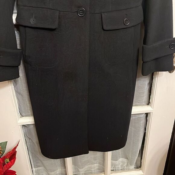 Talbots Petite Black Wool and Angora Rabbit Fur Blend Long Coat - Picture 7 of 16